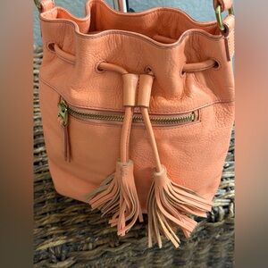 Leather Fossil Jules Tassel Papaya Color Crossbody Bag Spring Summer Retro